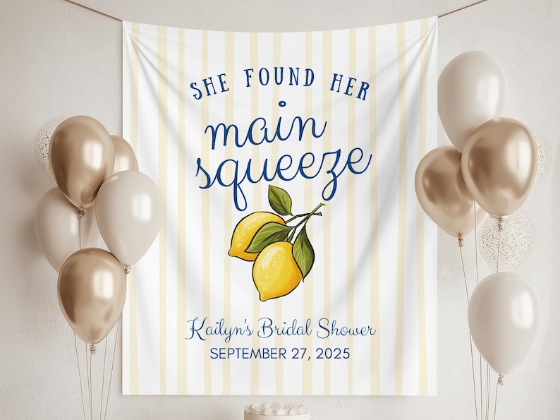 Lemon Bridal Shower Backdrop: She Found Her Main Squeeze Banner - Etsy