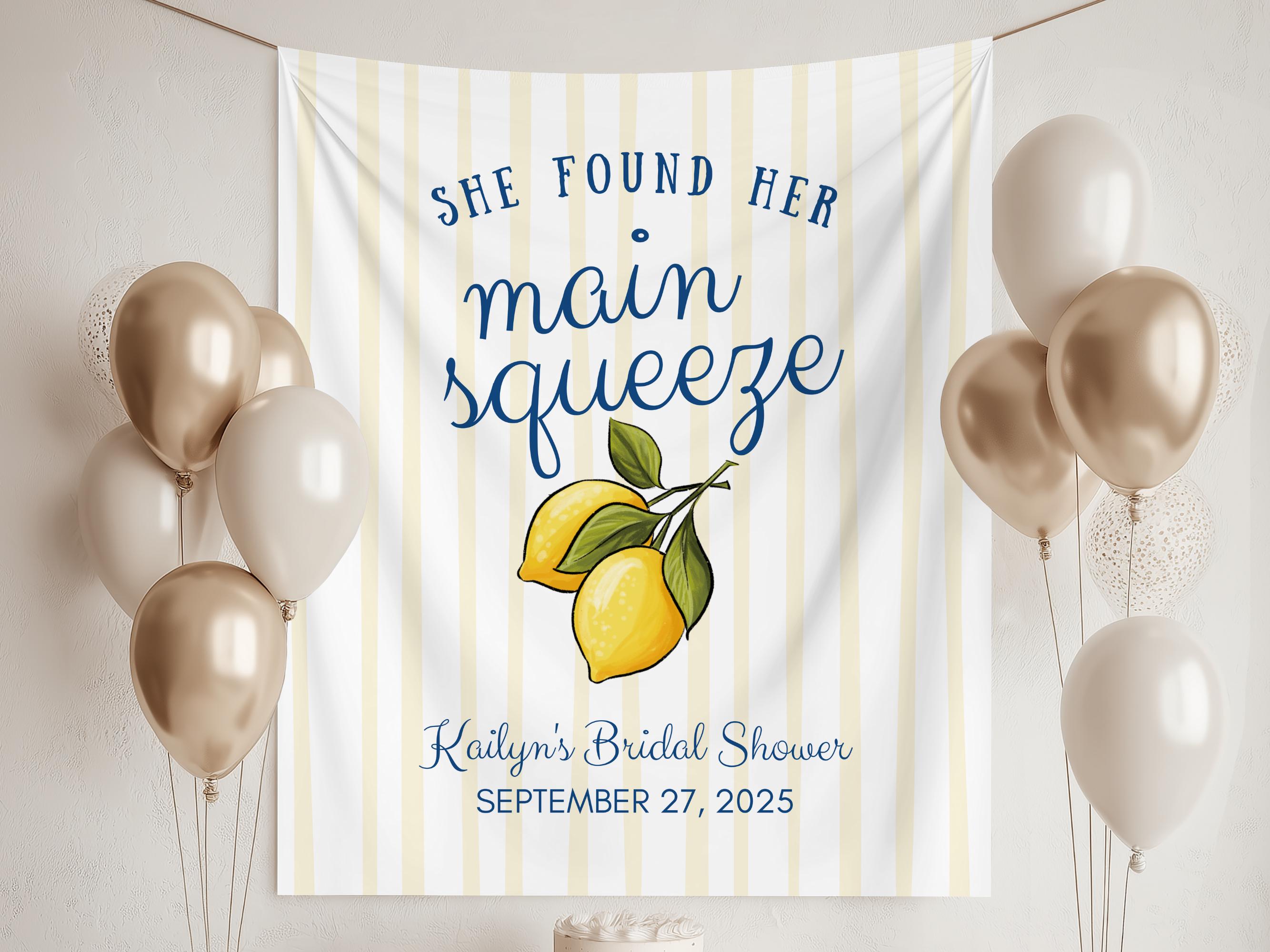 Lemon Bridal Shower Backdrop: She Found Her Main Squeeze Banner - Etsy