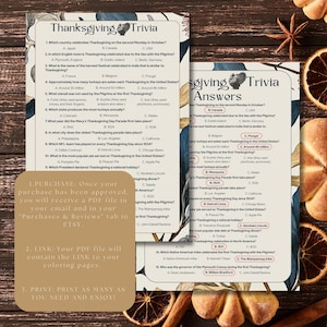 Thanksgiving Trivia Instant download | Table Favors | Thanksgiving Game For Adults | Thanksgiving Family Game | Thanksgiving Game Printable