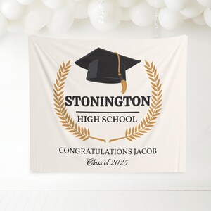 sfondo per festa di diploma di scuola superiore 2025, sfondo per laurea 2025, striscione personalizzato per festa di diploma di scuola superiore, decorazioni personalizzate per la classe del 2025