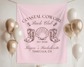 Tapeçaria personalizada para despedida de solteira com tema de caubói costeiro: Decoração para festa de despedida de solteira na praia