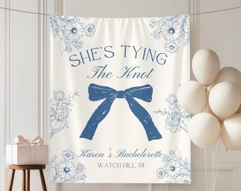 She's Tying The Knot Bridal Shower Backdrop: Coquette Bow Decor bachelorette party