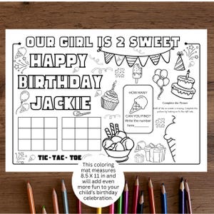 Sweet One Birthday Coloring Placemat: Personalized Party Activity (Digital Download)