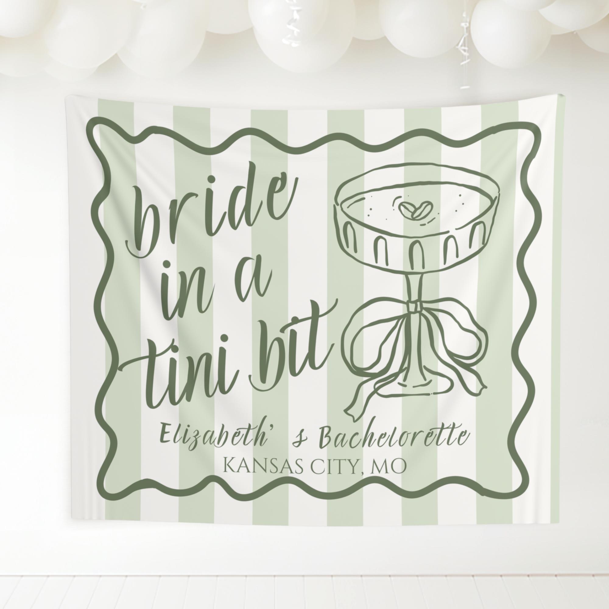 Espresso Martini Bachelorette Party Banner - 'A Bride In A Tini Bit' Black Glitter Garland - View #6