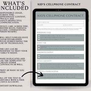First Phone | Phone Contract For Kids | Easy To Read | Parent Child Contract | Cell Phone Contract Printable Digital Download