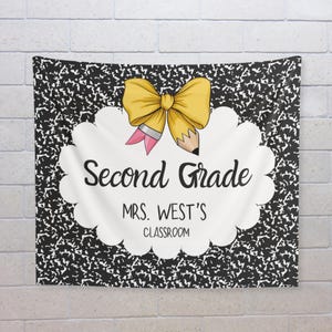 Custom Composition Notebook Welcome To Classroom Tapestry, Class Banner, Groovy Classroom Decor, Back To School, First Day of School