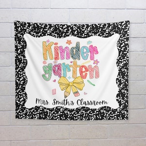 Custom Composition Notebook Welcome To Classroom Tapestry, Class Banner, Groovy Classroom Decor, Back To School, First Day of School