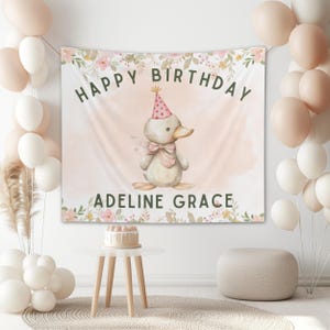 One Lucky Duck Personalized Banner,One Lucky Duck girl Birthday Party Decor,Custom One Lucky Duck Bday Banner,One Lucky Duck Bday Backdrop