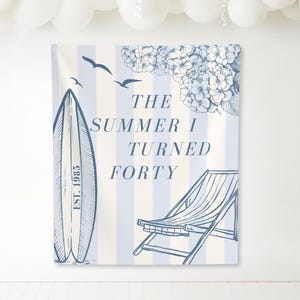 40th birthday decorations beach,The Summer I Turned 40th birthday backdrop,The Summer I Turned thirty,coastal 30th birthday decor,hydrangeas