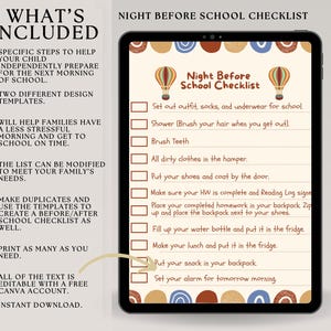 Get Ready For School Checklist | Before Bed | Ready For School Routine Chart | Editable Version Included. | Morning Routine Checklist