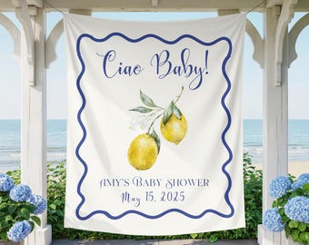 Lemon Ciao Baby Shower Decor, Ciao Baby Shower lemon welcome sign, Lemon Baby Shower banner, Citrus Ciao Baby Themed Shower backdrop