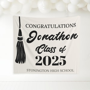 sfondo per festa di diploma di scuola superiore 2025, sfondo per laurea 2025, striscione personalizzato per festa di diploma di scuola superiore, decorazioni personalizzate per la classe del 2025