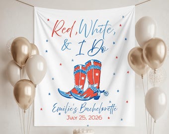 Banner Red White and I Do: Americana achtergrond voor vrijgezellenfeest