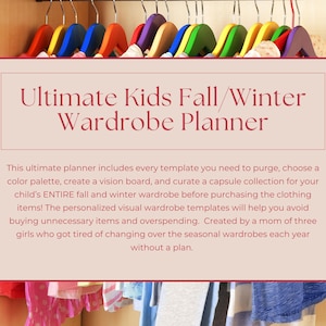 fall/winter Capsule Wardrobe kids planner | Editable Canva Templates | Printable Style And Wardrobe Planner | Digital Wardrobe Planner kid