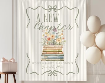 Wildflower Book Theme Baby Shower Backdrop: A New Chapter