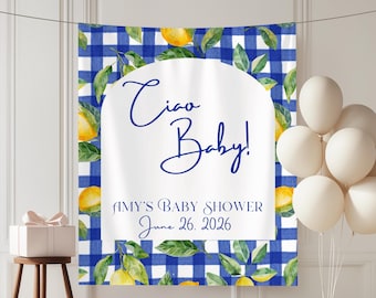 Zitronen Ciao Baby Kulisse, Ciao Baby Zitrone Dusche Dekorationen für Jungen, Ciao Bambino Babyparty Zeichen Zitrone, Ciao Baby Citrus Willkommensschild