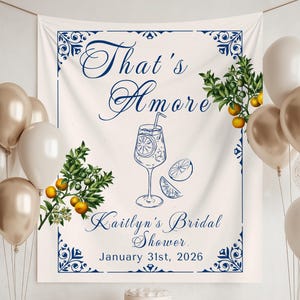thats amore bridal shower lemon banner, Italian Wedding Decor, italian themed Bridal Shower Decor, Engagement party Amore Backdrop image 1