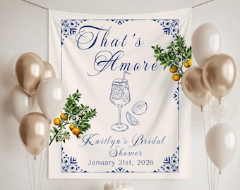 Banner al limone per addio al nubilato That's Amore, decorazioni per matrimoni italiani, decorazioni per addio al nubilato a tema italiano, sfondo Amore per festa di fidanzamento