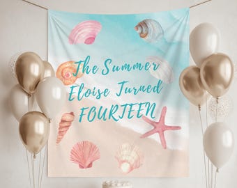 The Summer I Turned Birthday Banner, ANY AGE Custom Birthday Backdrop, The Summer I Turned Party, The Summer I Turned Birthday Decorations