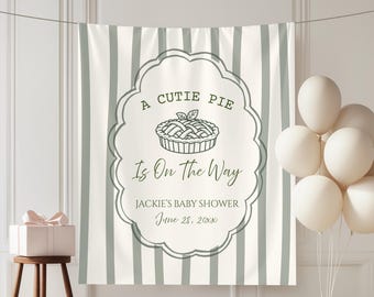 Cutie Pie babyshowerbanderoll, höstpajtema bakgrund, Little Cutie Pie-dekor, söt som en paj könsneutral skylt, anpassat namn