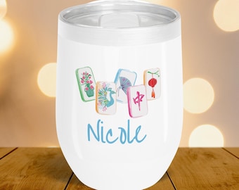 Mahjong custom Wine Tumbler: Stainless Steel Gift for Mahjong Player mahj accessories preppy girl aesthetic mahjong gifts