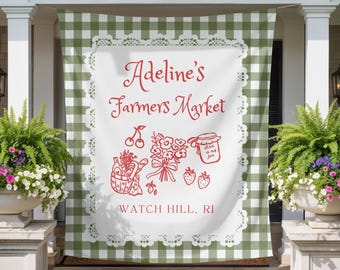 Fresh Off the Market Bridal Shower Backdrop: Floral bride to be farmers market Fabric Banner
