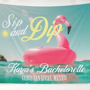 Sip and Dip Bachelorette Party Backdrop: Custom Pool Party Banner