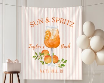 Love at First Spritz Bachelorette Tapestry: Citrus Spritz Bridal Shower Decor