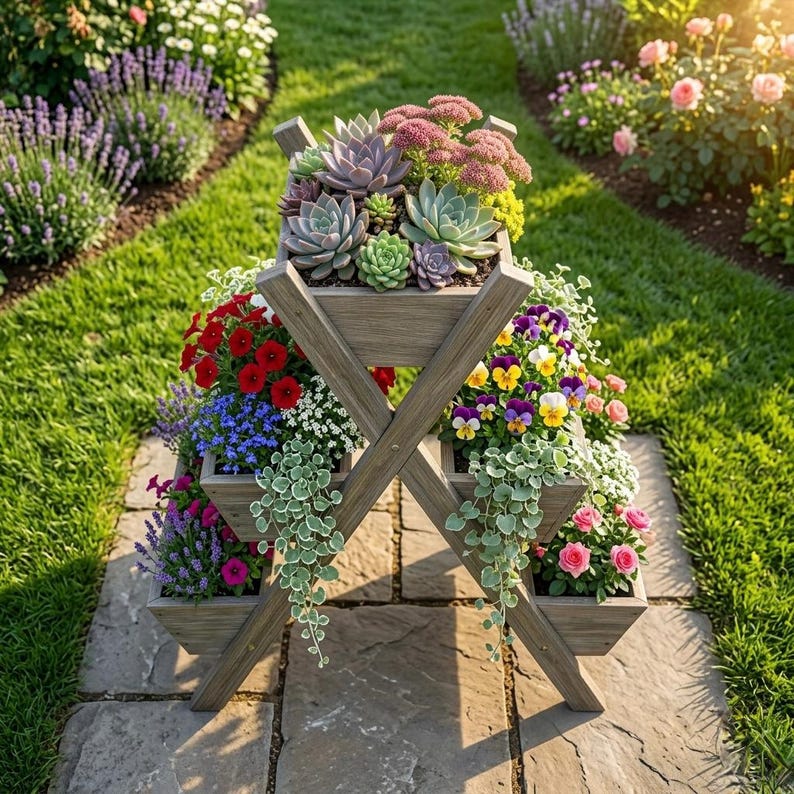 DIY 5-Tier Garden Planter Plans – Wooden Raised Vegetable Planter (PDF Download) Woodworking Blueprint - Step-by-Step Plan thumbnail 6
