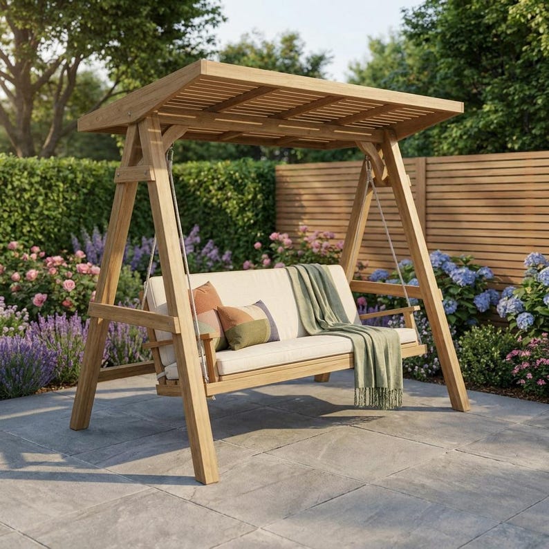 DIY DIY Arbor Swing Plans | Pergola Roof A-Frame Freestanding Garden (PDF Download) Woodworking Blueprint - Step-by-Step Plan thumbnail 4