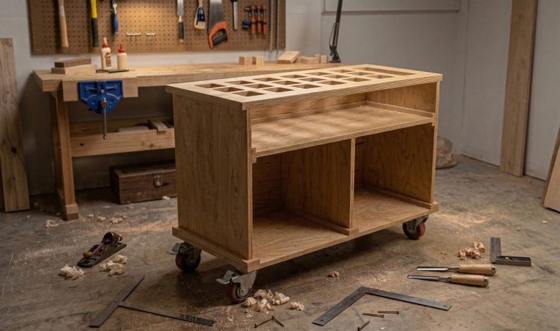 DIY DIY Mobile Bar Cart Plan: Foldable Beverage & Food Cart (PDF Download) Woodworking Blueprint - Step-by-Step Plan thumbnail 3