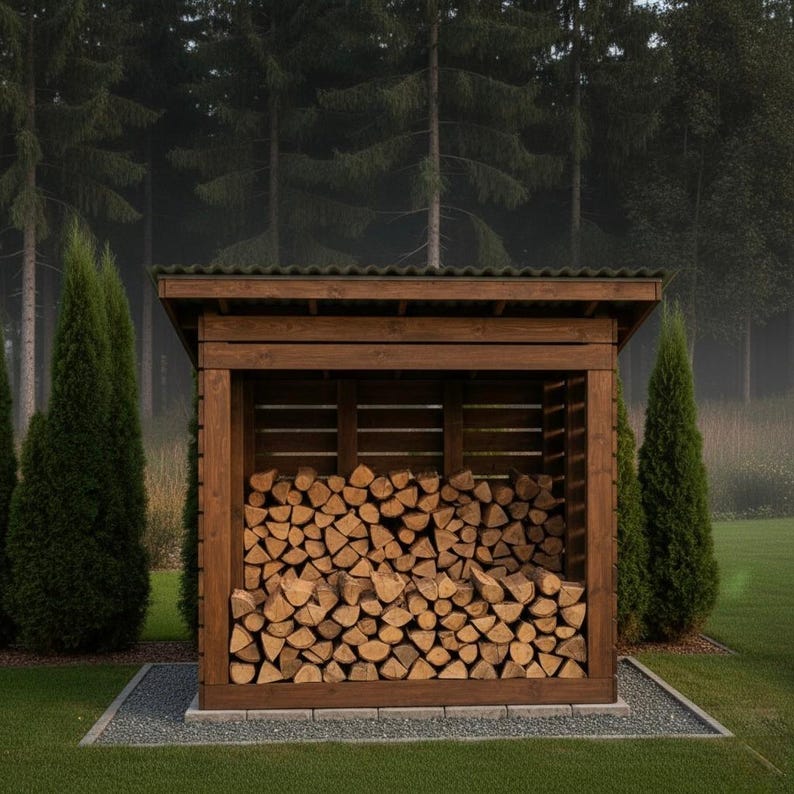 DIY 8x10 Firewood Shed Plans: DIY Sloped Roof Woodshed (PDF Download) Woodworking Blueprint - Step-by-Step Plan thumbnail 1