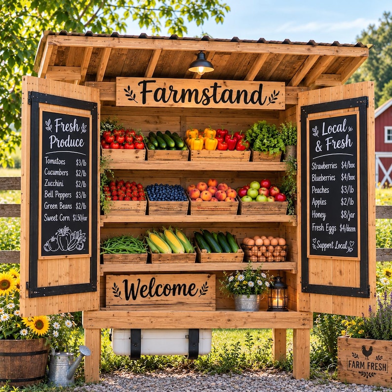 DIY DIY Farmstand Plans PDF | Wheelable Flower Cart & Bakery Stand Blueprint (Digital Download) Woodworking Blueprint - Step-by-Step Plan thumbnail 2