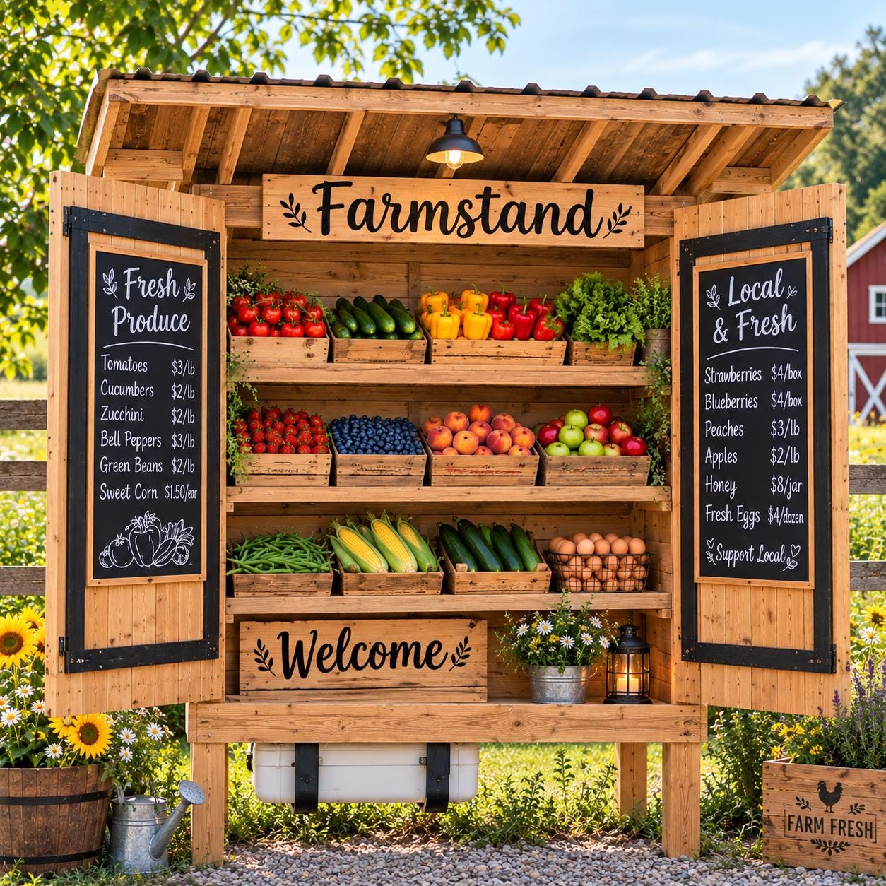 DIY Farmstand Plans PDF | Wheelable Flower Cart & Bakery Stand Blueprint (Digital Download) — Step-by-step 3D assembly diagram