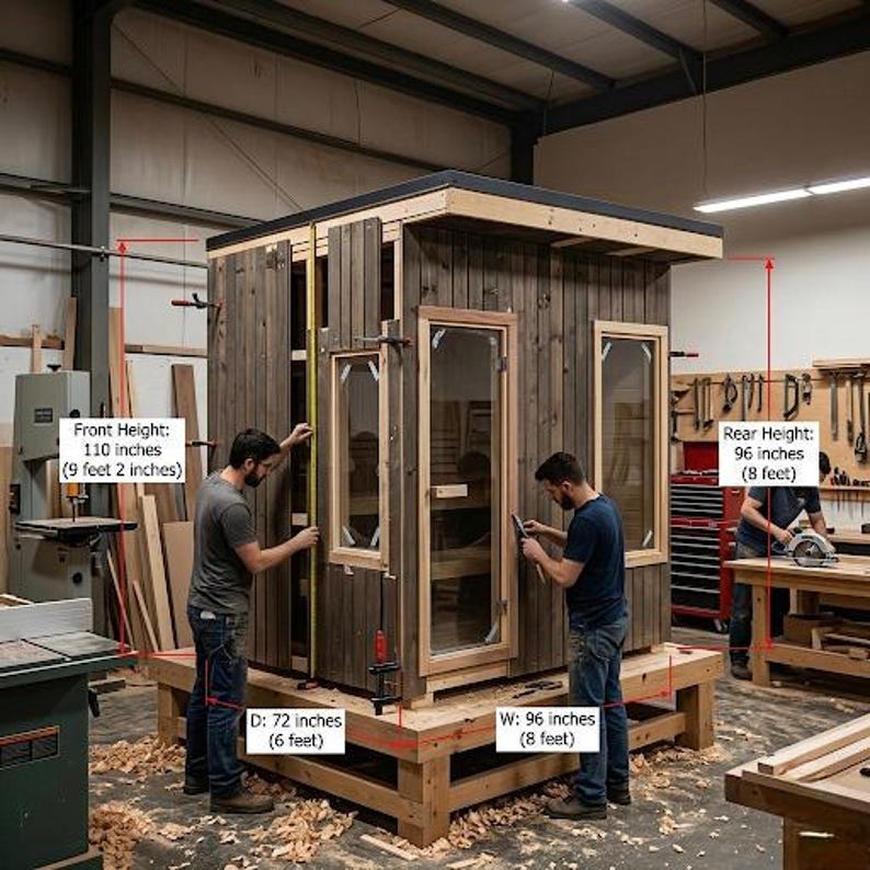 DIY Modern Outdoor Sauna Plans | 4 Person DIY Cabin Blueprint (Instant Download) Woodworking Blueprint - Step-by-Step Plan thumbnail 2