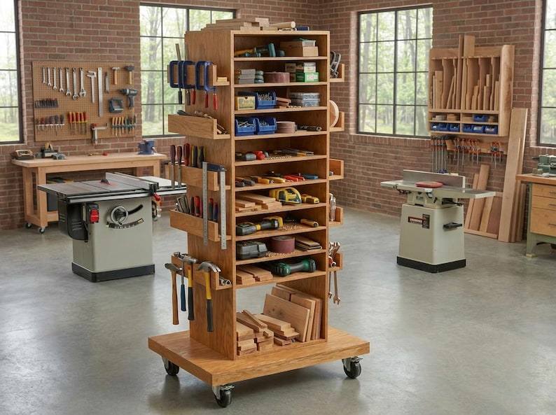 DIY DIY Rolling Tool Station Plans | Mobile Woodworking Cabinet on Wheels (PDF Download) Woodworking Blueprint - Step-by-Step Plan thumbnail 4