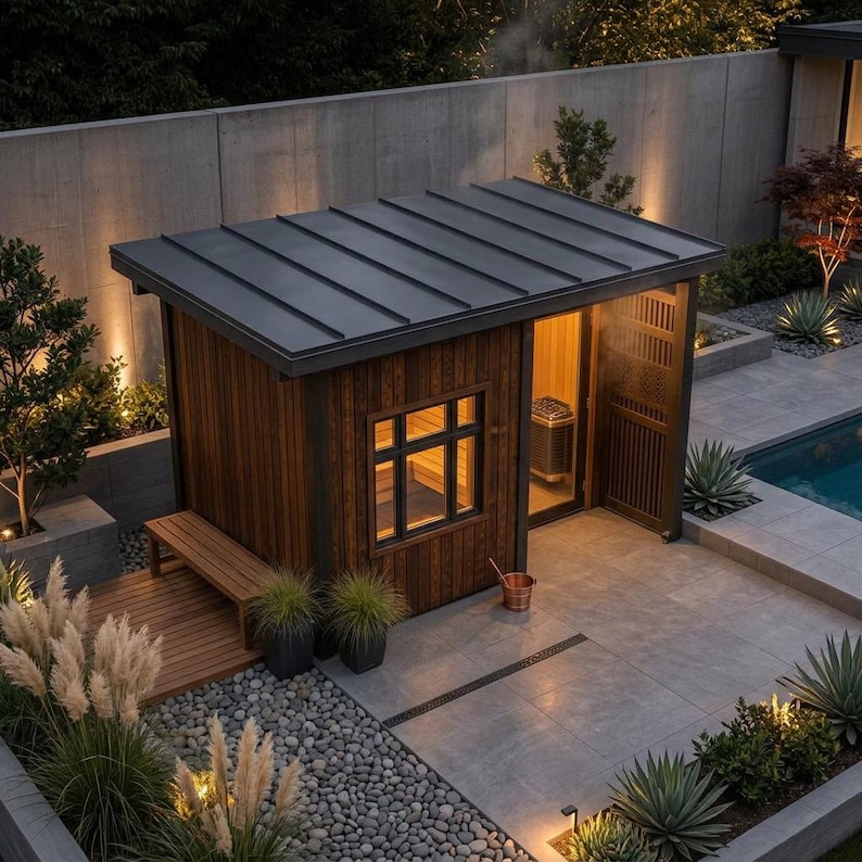 DIY Modern Outdoor Sauna Plans | DIY Cedar Backyard Sauna With Window (PDF Download) Woodworking Blueprint - Step-by-Step Plan thumbnail 6