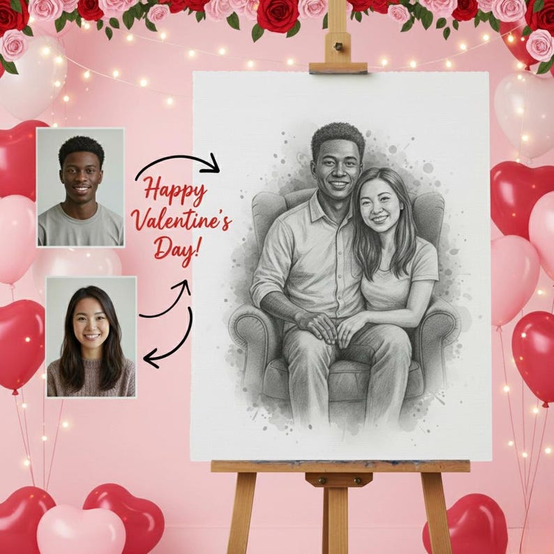 DIY Custom Couple Portrait – Romantic Pencil Sketch, Valentine's Gift (Digital Download) Woodworking Blueprint - Step-by-Step Plan thumbnail 4
