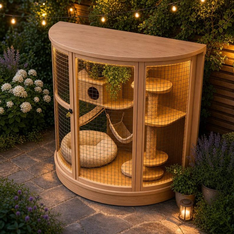 DIY DIY Window Catio Plans PDF, Curved Cat Enclosure Build Guide, Small Outdoor Cat House & Cage Blueprint, Digital Download Woodworking Blueprint - Step-by-Step Plan thumbnail 4