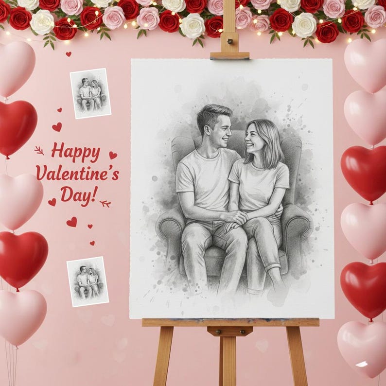 DIY Custom Couple Portrait – Romantic Pencil Sketch, Valentine's Gift (Digital Download) Woodworking Blueprint - Step-by-Step Plan thumbnail 3