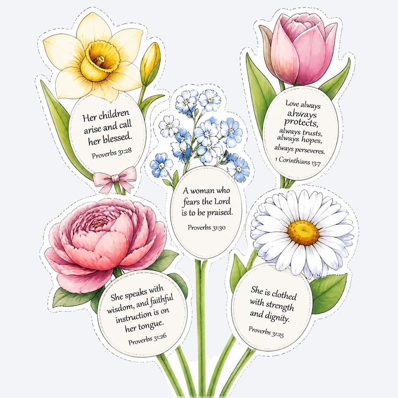 DIY Christian Mother's Day Flower Coloring Craft | Bible Verse Printable Bouquet (PDF) Woodworking Blueprint - Step-by-Step Plan thumbnail 4