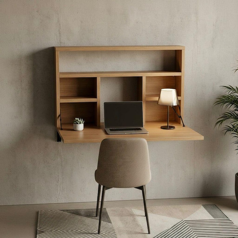 DIY Wall Mounted Folding Desk Plans | Space Saving Wooden Workstation (PDF Download) Woodworking Blueprint - Step-by-Step Plan thumbnail 4