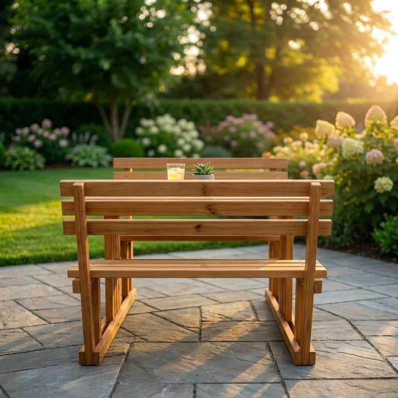 DIY DIY Picnic Table Plans | Outdoor Table with Backrest, Umbrella Hole (PDF Download) Woodworking Blueprint - Step-by-Step Plan thumbnail 6