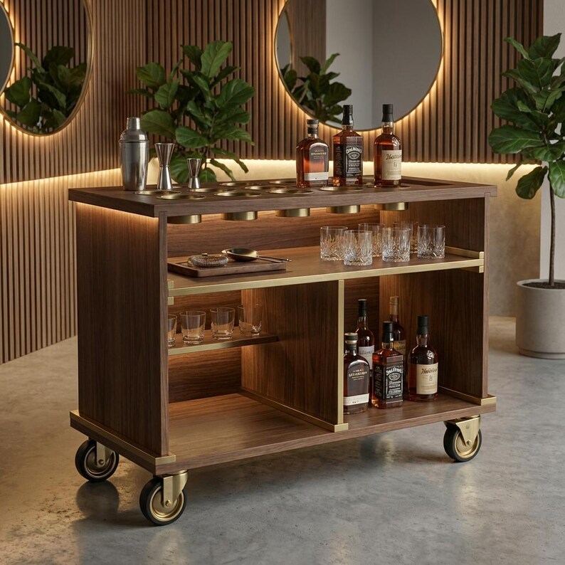 DIY DIY Mobile Bar Cart Plans | Foldable Serving Station (PDF Download) Woodworking Blueprint - Step-by-Step Plan thumbnail 4