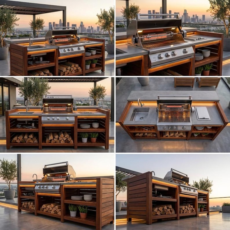 DIY DIY Outdoor Kitchen Plans | Grill Station Bar & Sink Cabinet Woodworking Blueprint PDF Woodworking Blueprint - Step-by-Step Plan thumbnail 2