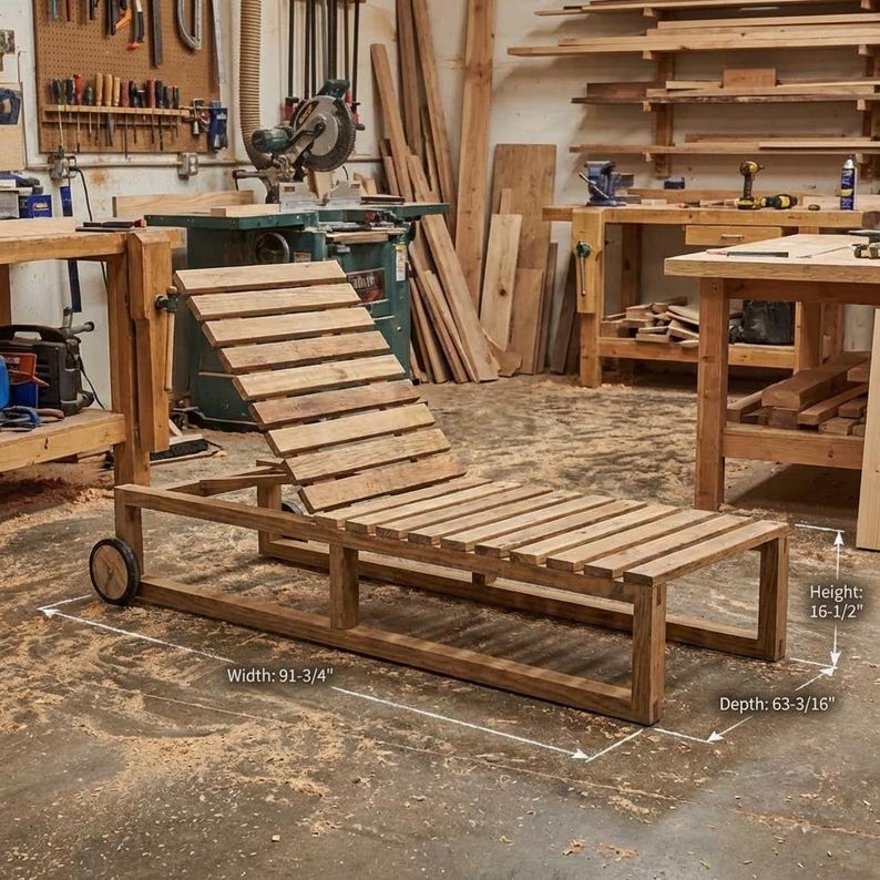 DIY DIY Chaise Lounge Plans: Outdoor Pool Lounger, Adjustable Patio Sunbed (PDF Download) Woodworking Blueprint - Step-by-Step Plan thumbnail 5