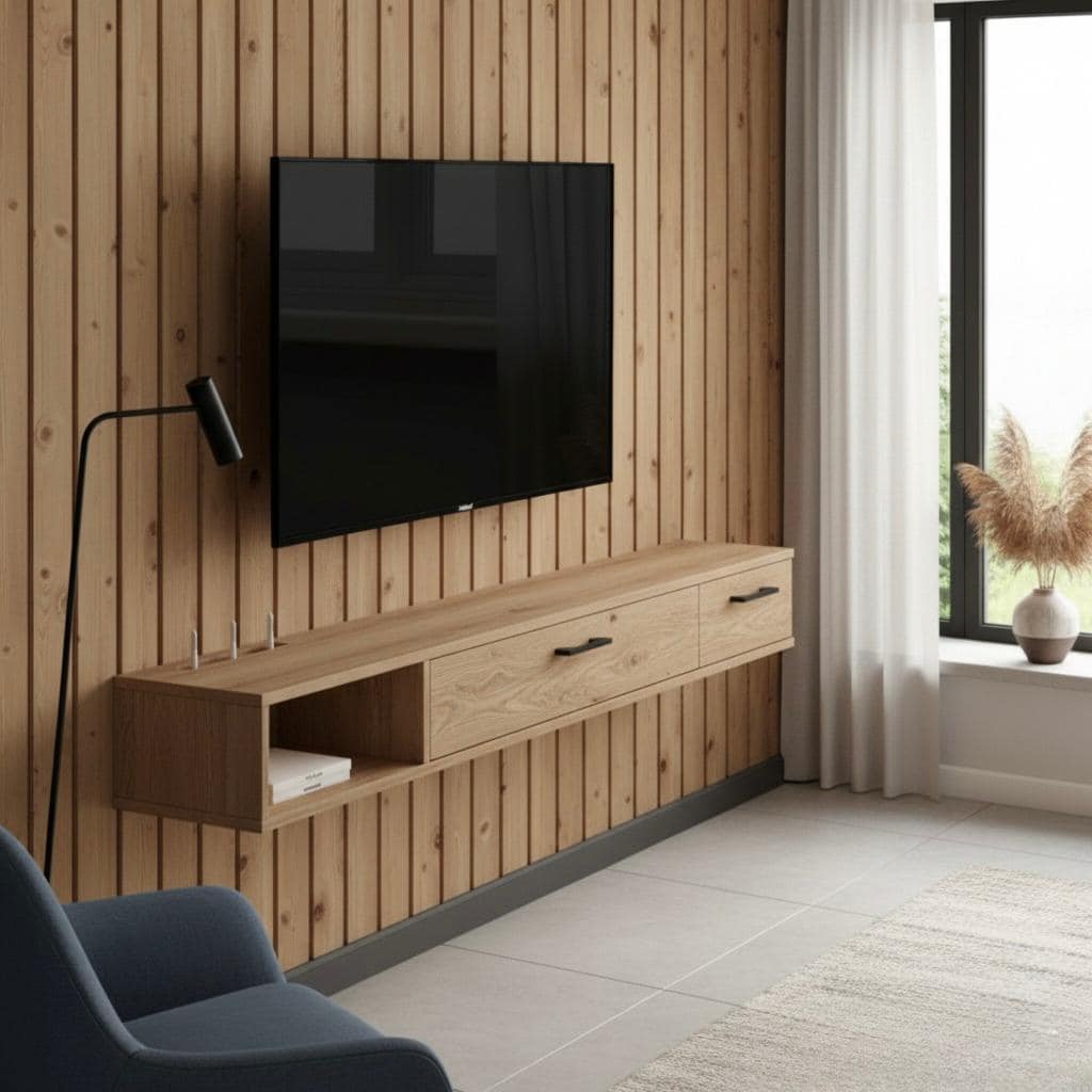 DIY Floating TV Console Plan: Wall-Mount Media Shelf (Woodworking PDF)