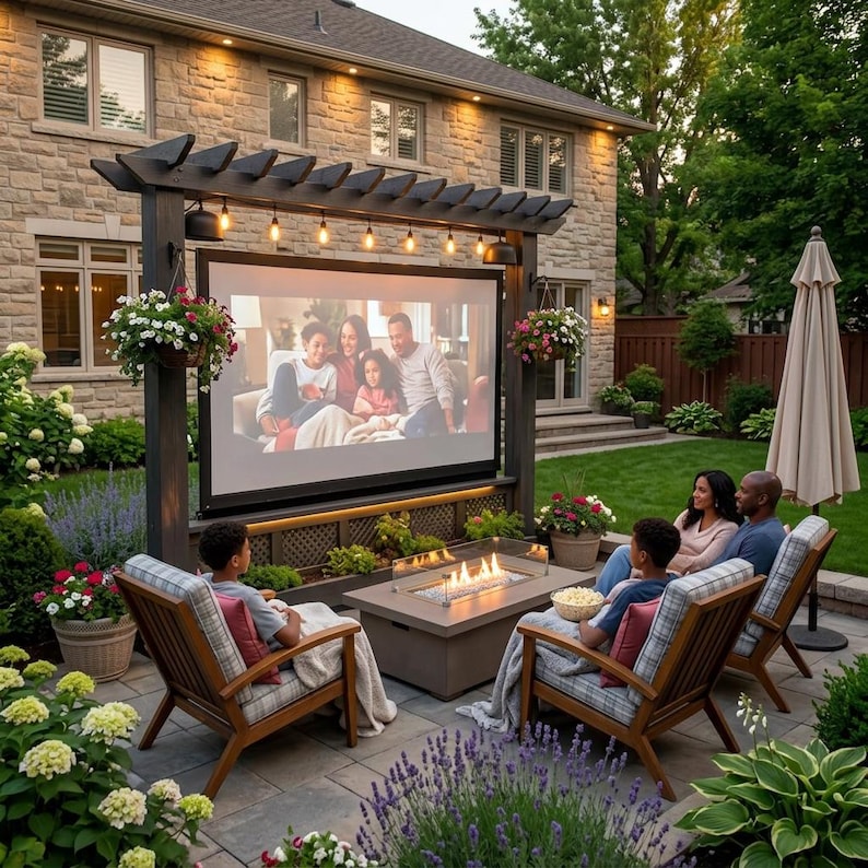 DIY DIY Outdoor TV Stand Plans | Pergola Backyard Cinema Frame (PDF Download) Woodworking Blueprint - Step-by-Step Plan thumbnail 1