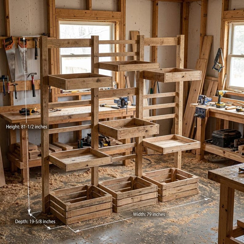 DIY Tiered Plant Stand Plans | DIY Outdoor Wooden Garden Shelf (PDF Download) Woodworking Blueprint - Step-by-Step Plan thumbnail 2