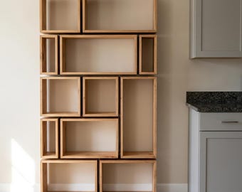 DIY Bookshelf Plans | Modern Bookcase Woodworking Blueprint & Built-In Shelf PDF Download